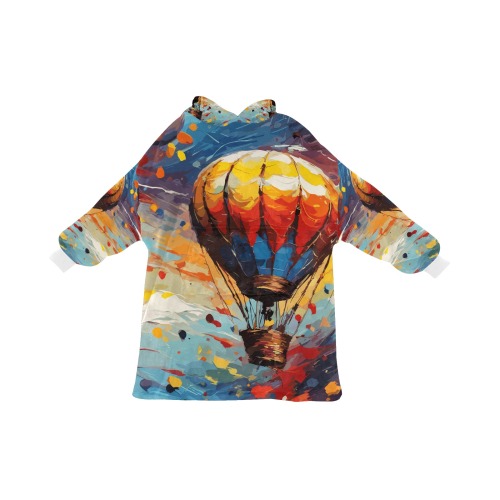 Hot air balloon, sky and sun colorful art.