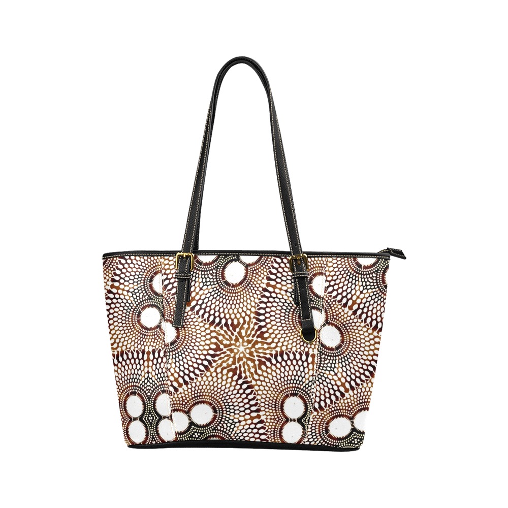 AFRICAN PRINT PATTERN 4 Leather Tote Bag/Small (Model 1640)
