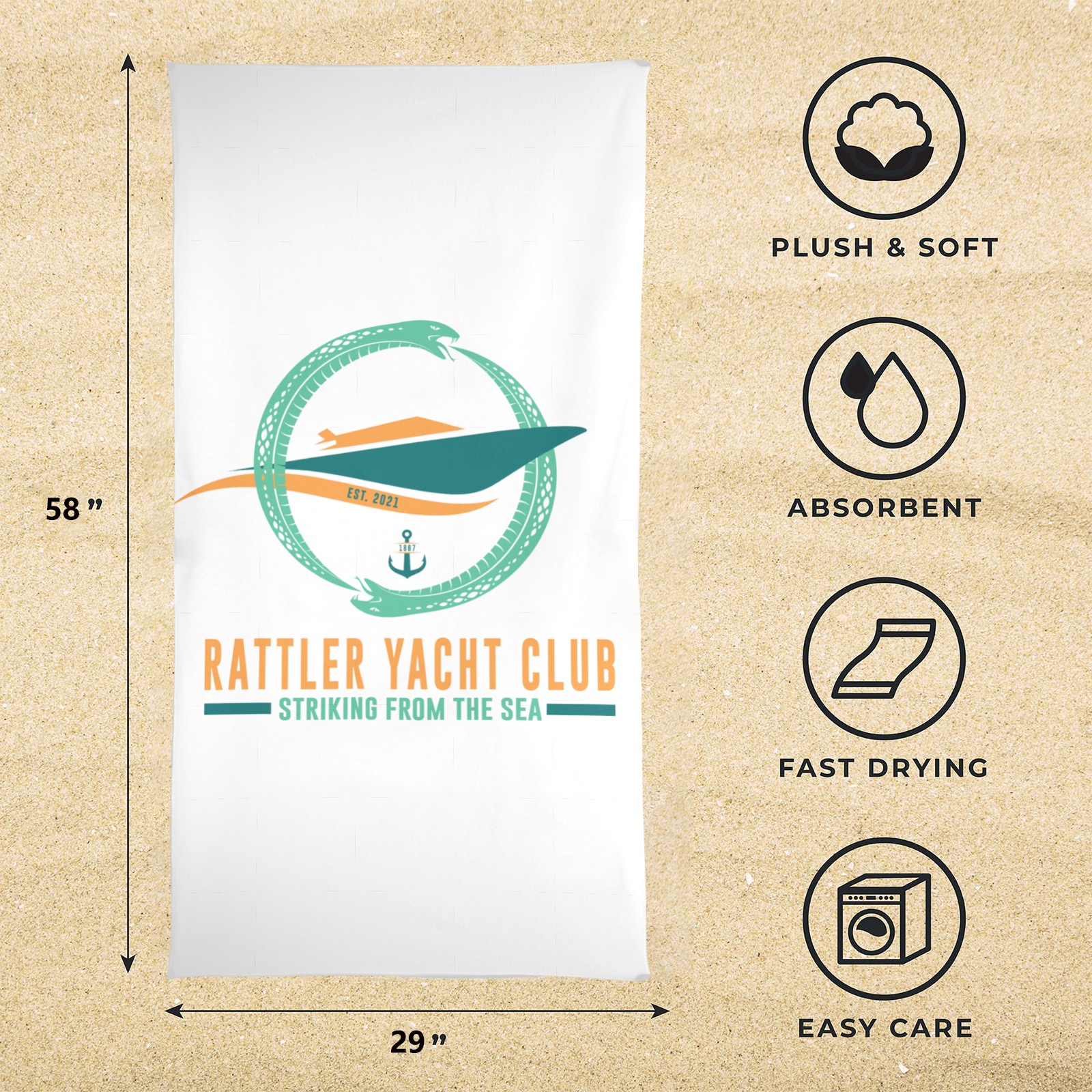 RYC Beach Towel 29"x58"(NEW)