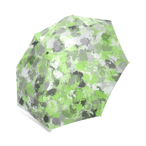 Lime Green and Gray Paintballs Foldable Umbrella (Model U01)