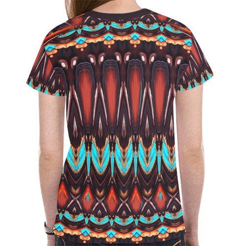 K172 Wood and Turquoise Abstract New All Over Print T-shirt for Women (Model T45)