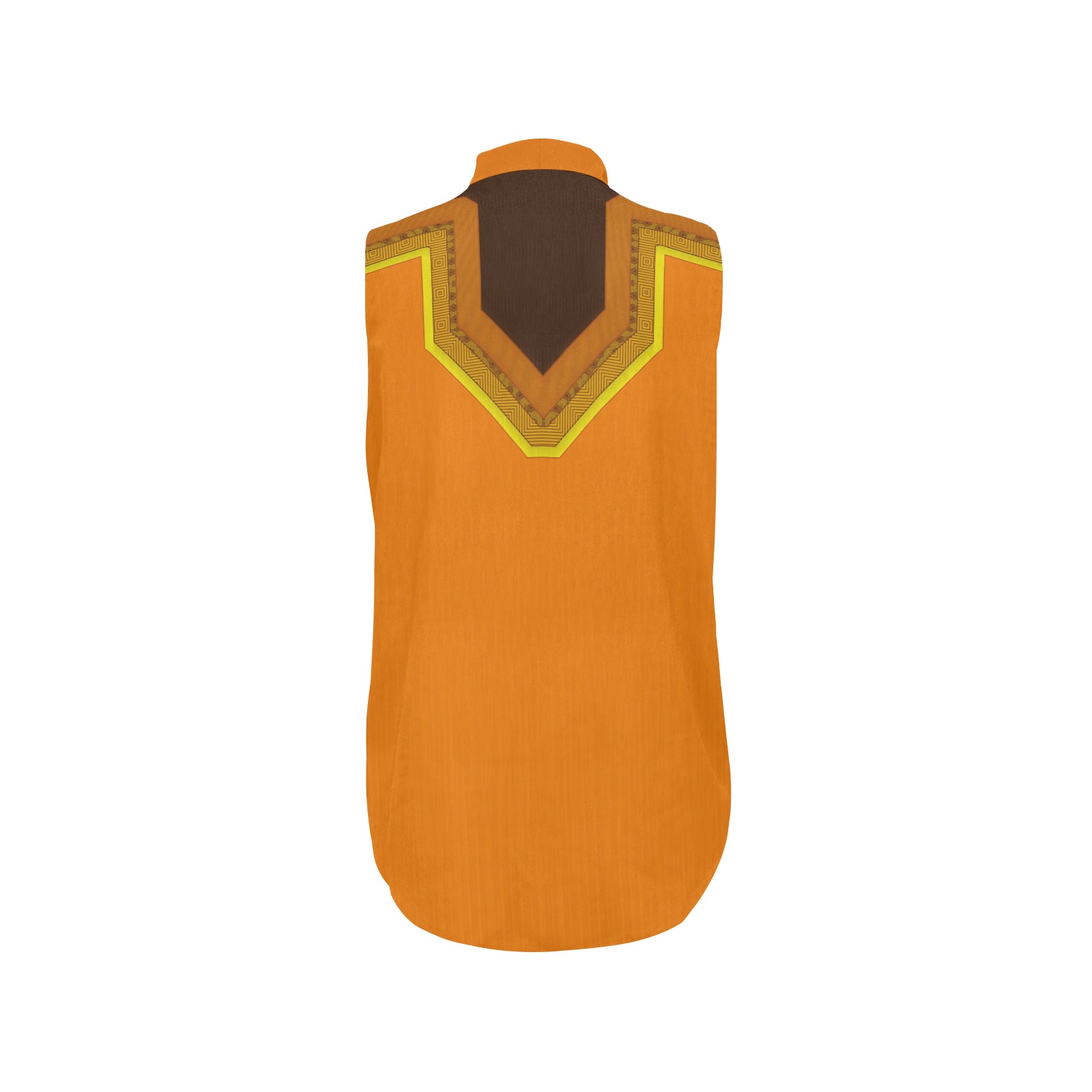 Ethnic Orange, Brown, Rust and Yellow Women's Bow Tie V-Neck Sleeveless Shirt (Model T69)