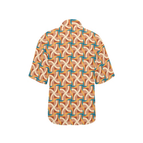 Unique Colorful Geometric Abstract All Over Print Hawaiian Shirt for Women (Model T58)