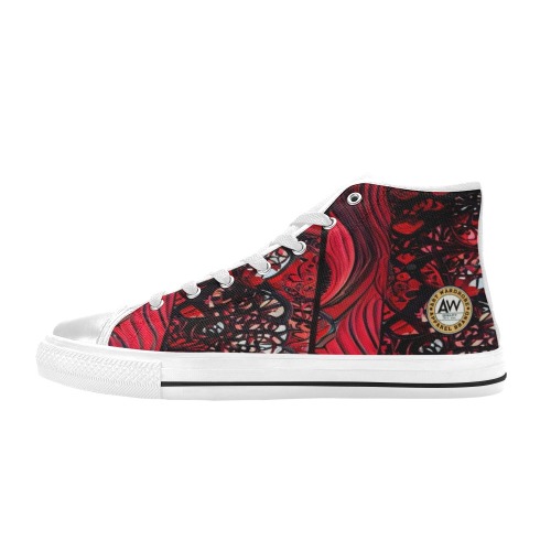 red and black intricate pattern 1 Men’s Classic High Top Canvas Shoes (Model 017)