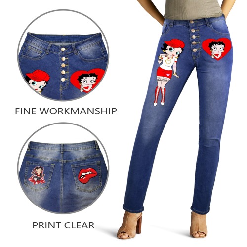 Betty Boop Women's Jeans (Front&Back Printing)