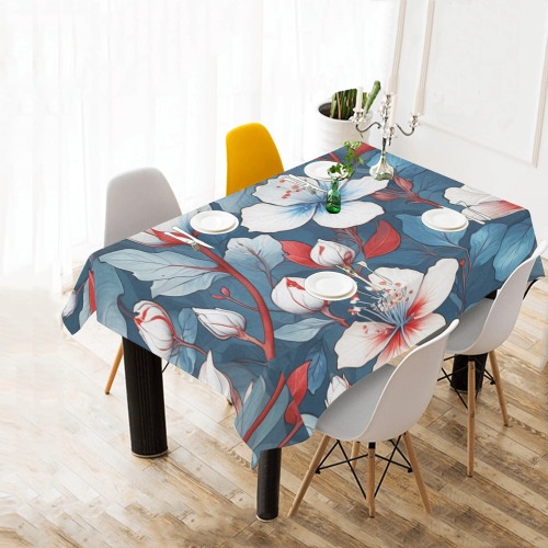 Fabulous Florals 8 Cotton Linen Tablecloth 60" x 90"