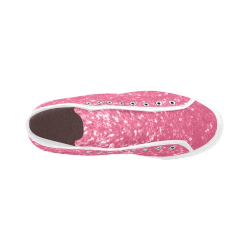 Magenta light pink red faux sparkles glitter Vancouver H Women's Canvas Shoes (1013-1)