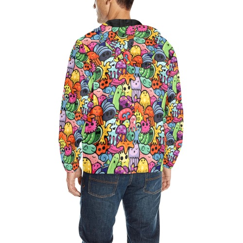 Graffiti Animals Quilted Windbreaker All Over Print Quilted Windbreaker for Men (Model H35)
