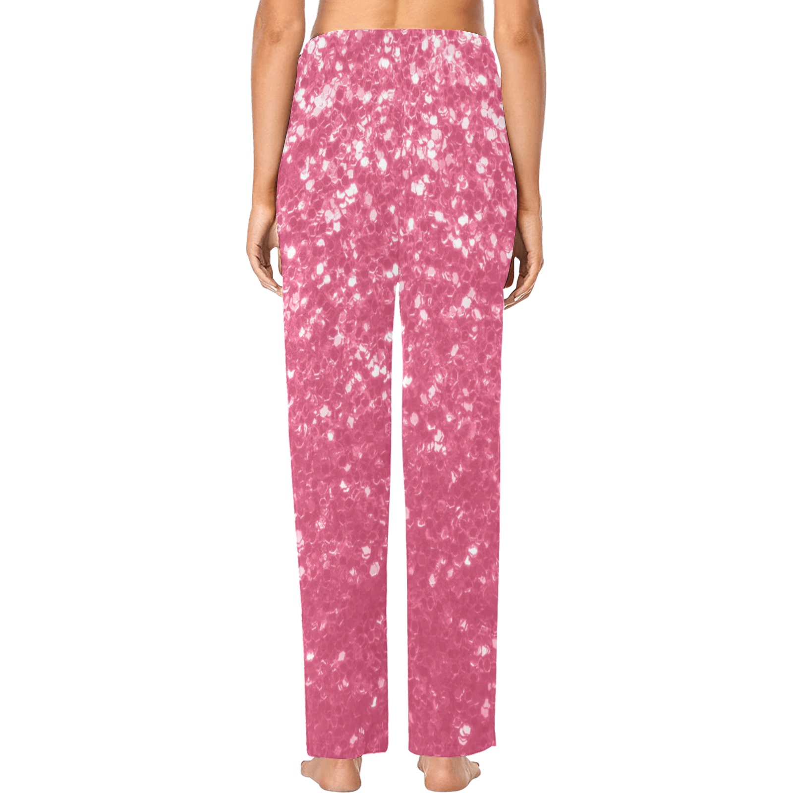 Magenta light pink red faux sparkles glitter Women's Pajama Trousers