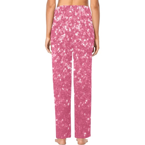 Magenta light pink red faux sparkles glitter Women's Pajama Trousers