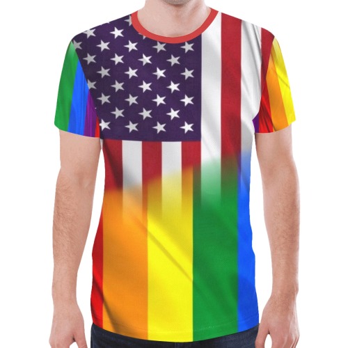 USA Pride Flag Pop Art by Nico Bielow New All Over Print T-shirt for Men (Model T45)