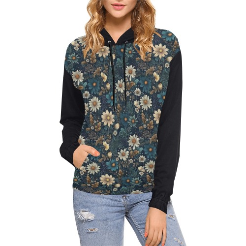 VINTAGE 01 All Over Print Hoodie for Women (USA Size) (Model H13)