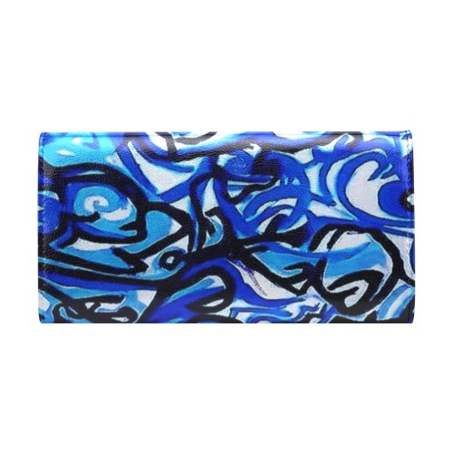 Blue Abstract Graffiti ladies wallet Women's Flap Wallet (Model 1707)