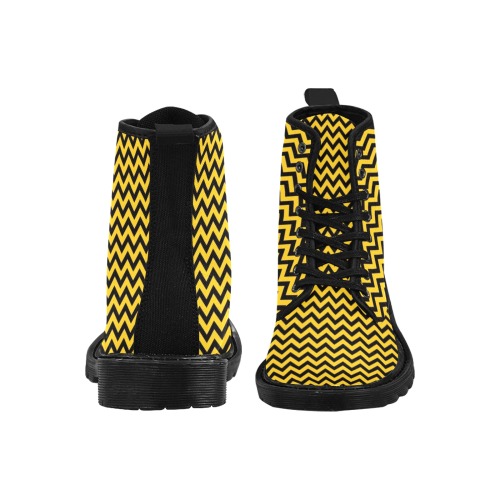 Black and Yellow Chevron Martin Boots for Men (Black) (Model 1203H)