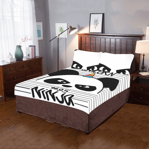 Cute Funny Panda bed set 3-Piece Bedding Set