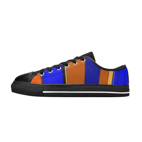 Abstract Blue And Orange 930 Low Top Canvas Shoes for Kid (Model 018)