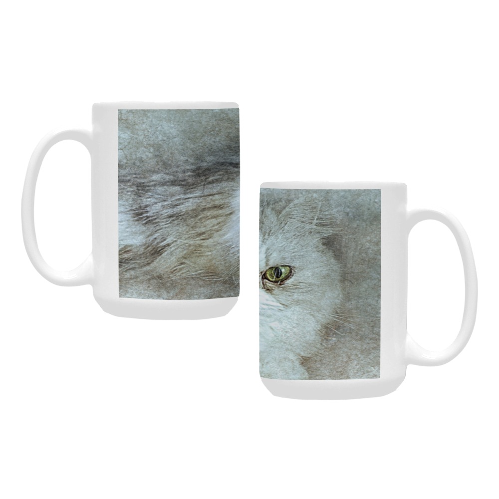Persian White Cat Custom Ceramic Mug (15OZ)