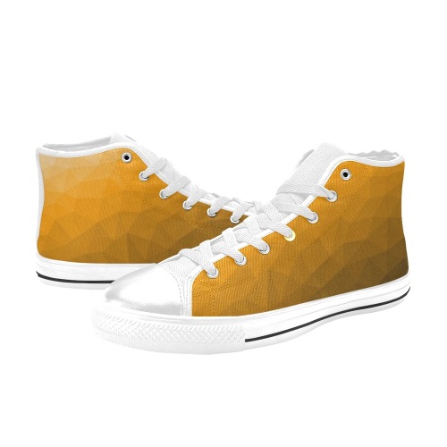 Orange gradient geometric mesh pattern Men’s Classic High Top Canvas Shoes (Model 017)