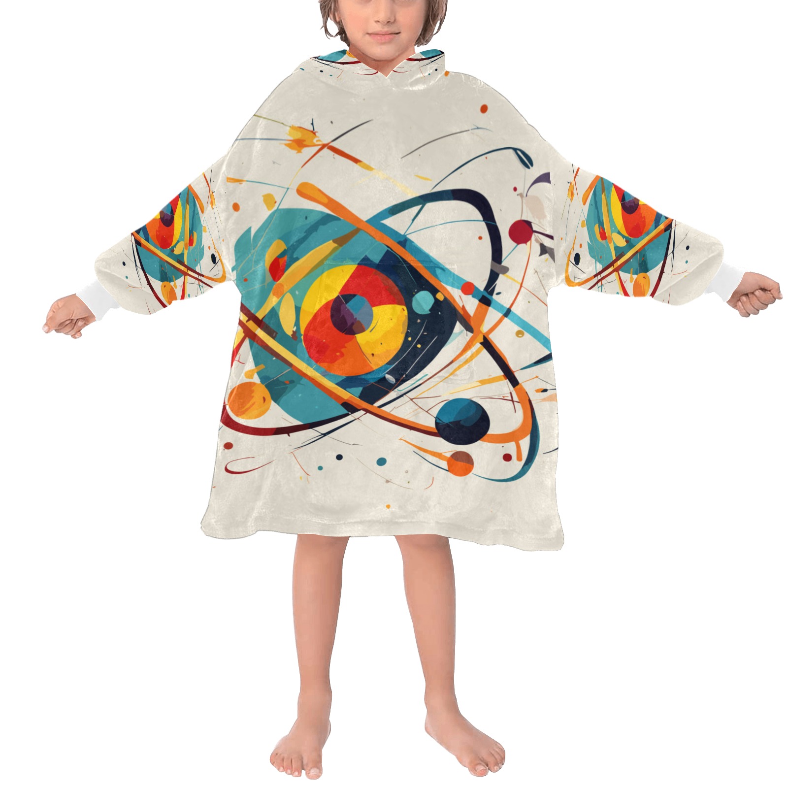 The structure of an atom scientific abstract art Blanket Hoodie for Kids