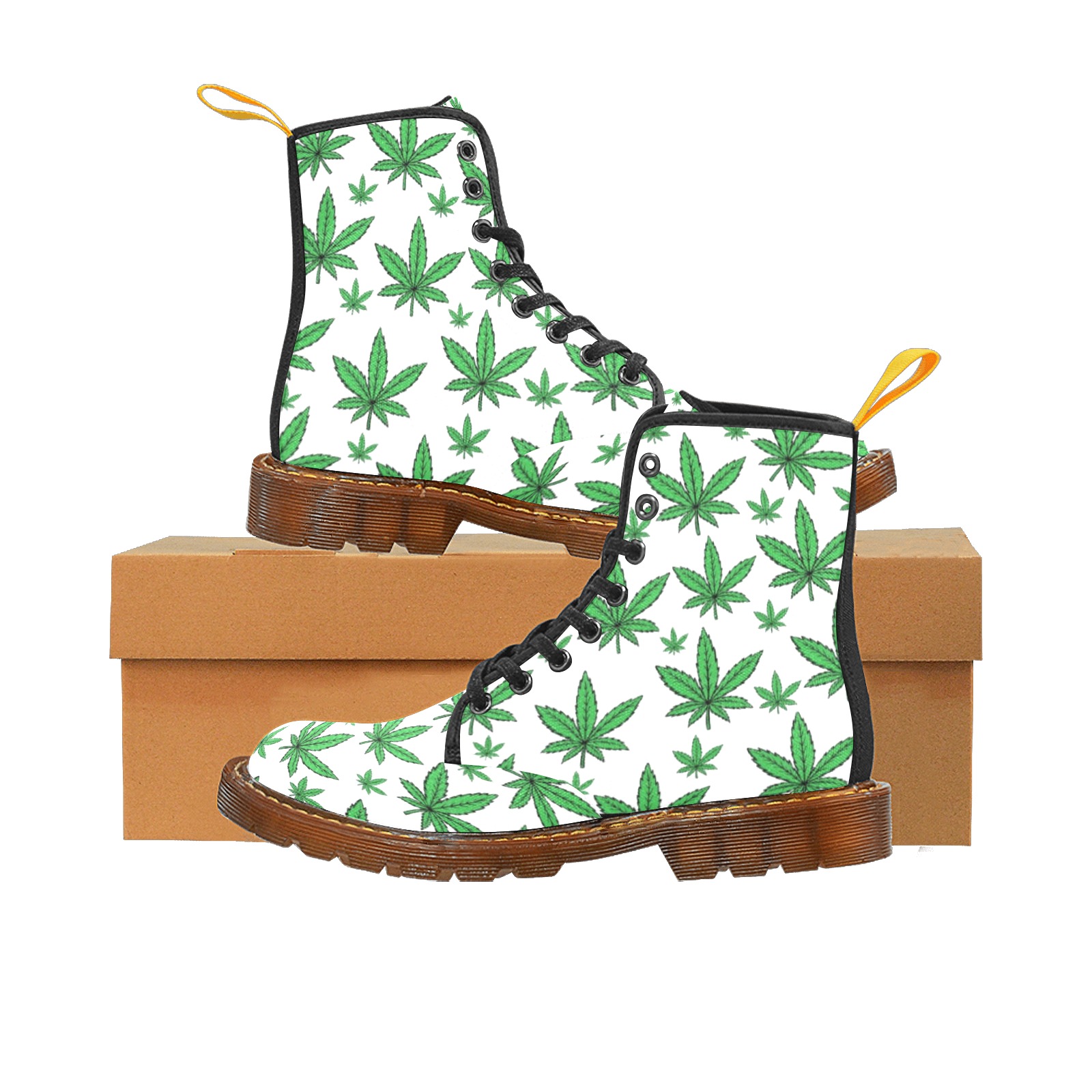 Marijuana Jarful and Marijuana Leaves Martin Boots For Women Model 1203H