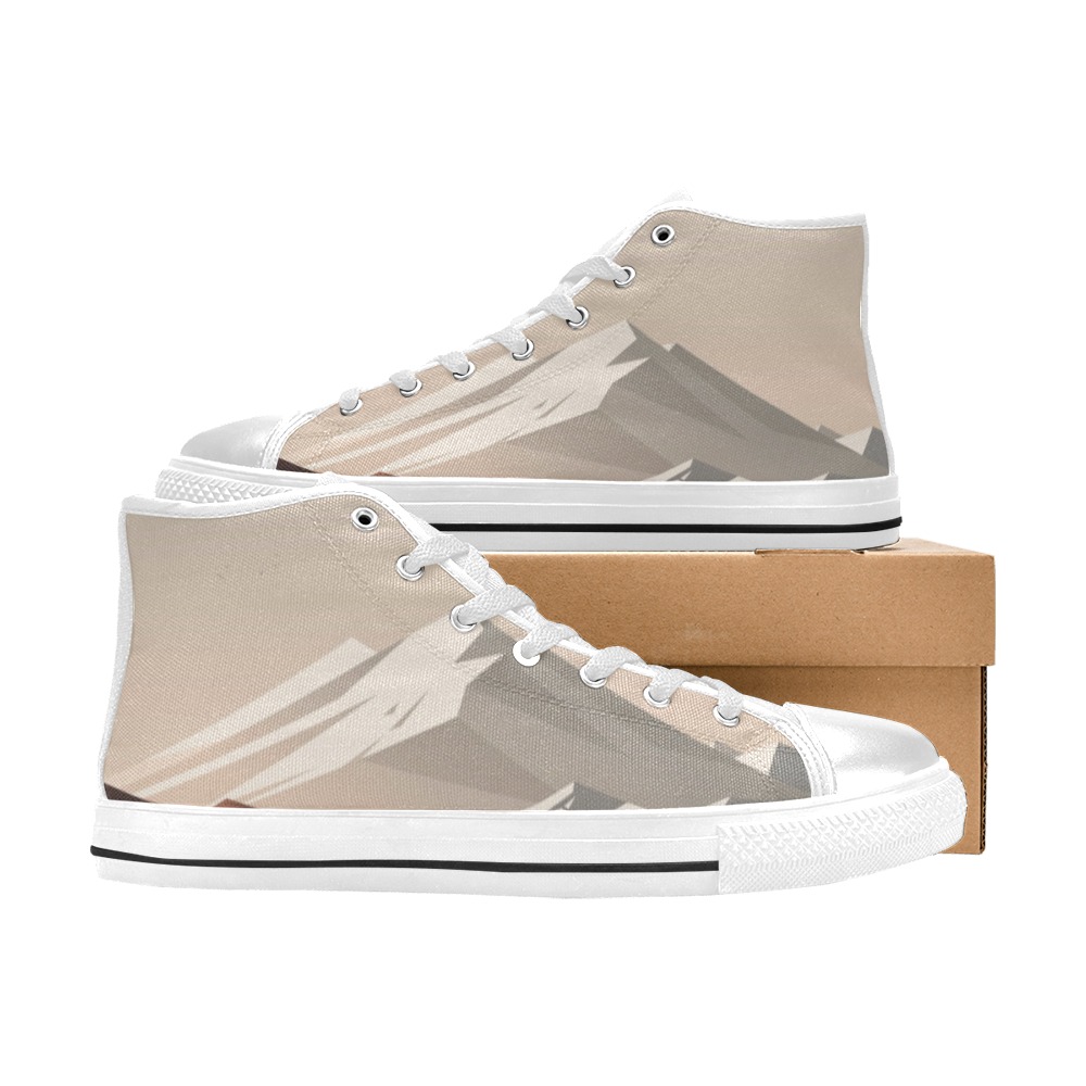 The white mountains landscape 34 Women's Classic High Top Canvas Shoes (Model 017)