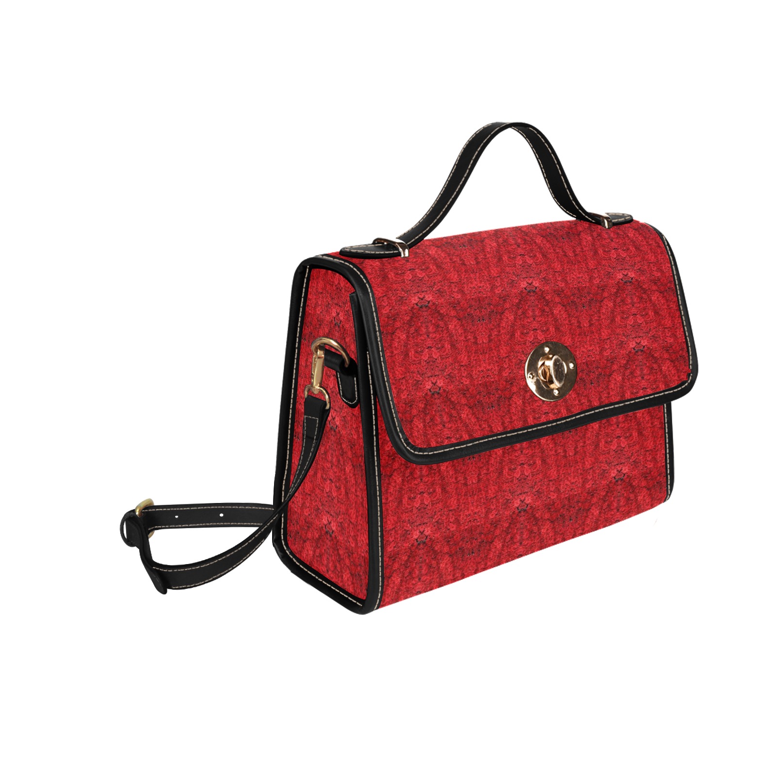 red roses Waterproof Canvas Bag-Black (All Over Print) (Model 1641)