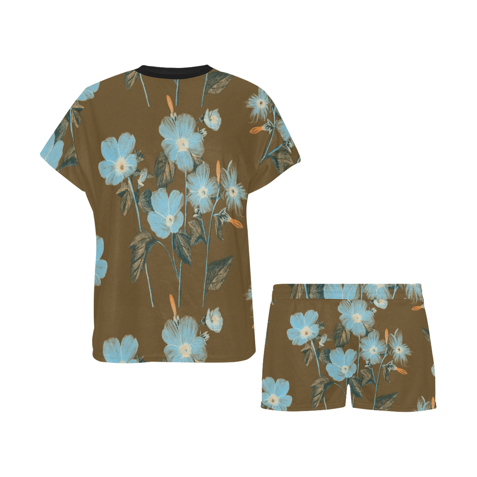 Rustic Blue Floral Bouquet Women's Short Pajama Set