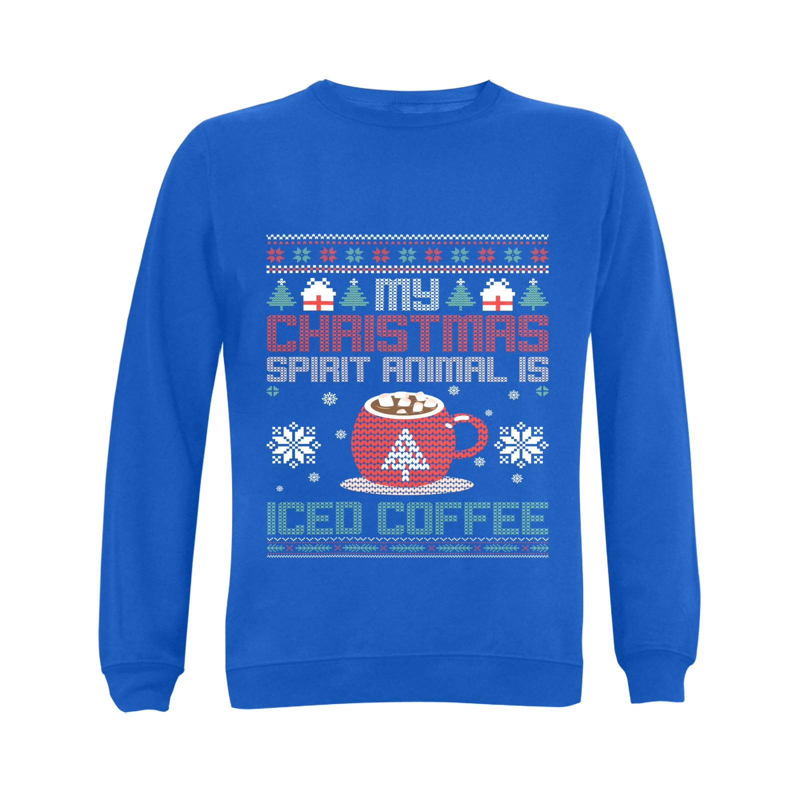 My Christmas Spirt Animal Is Iced Coffee Gildan Crewneck Sweatshirt(NEW) (Model H01)