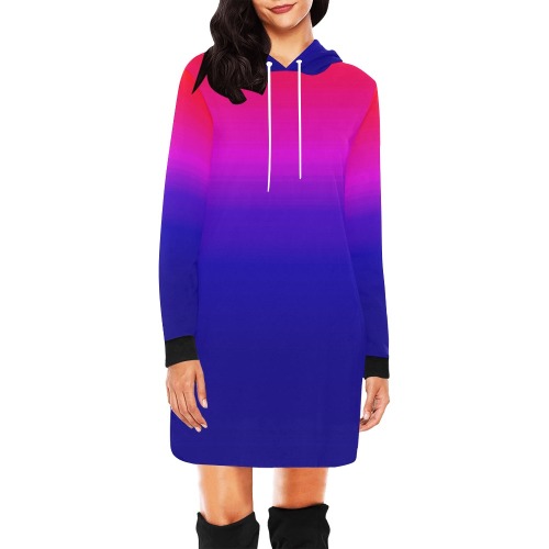 pink and blue All Over Print Hoodie Mini Dress (Model H27)
