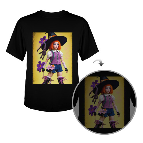 halloween vintage retro witch 2 Men's Glow in the Dark T-shirt (Front Printing)