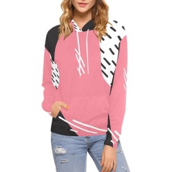 Pink Black and White All Over Print Hoodie for Women (USA Size) (Model H13)