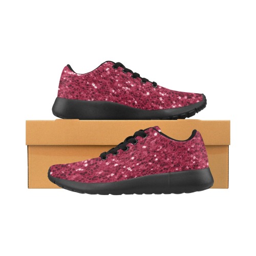 Magenta dark pink red faux sparkles glitter Women’s Running Shoes (Model 020)