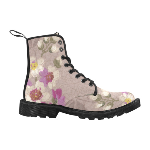 Flowers painting Martin Boots for Women (Black) (Model 1203H)