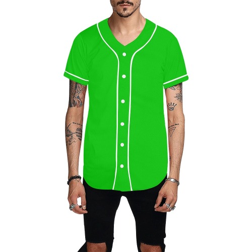 Merry Christmas Green Solid Color All Over Print Baseball Jersey for Men (Model T50)