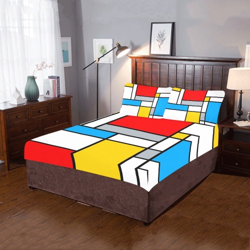Color Block - Mondrian inspired 3-Piece Bedding Set