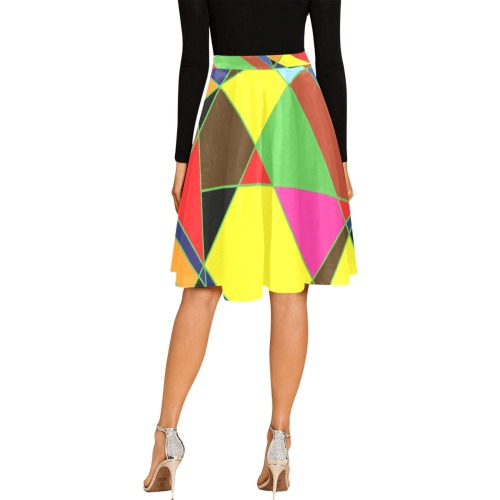 abstract painting Melete Pleated Midi Skirt (Model D15)
