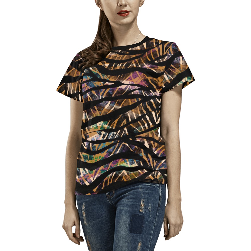 Abstract colorful animal skin M-974 All Over Print T-Shirt for Women (USA Size) (Model T40)