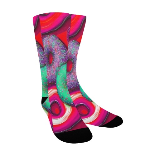 Colorful Donuts Red Custom Socks for Women