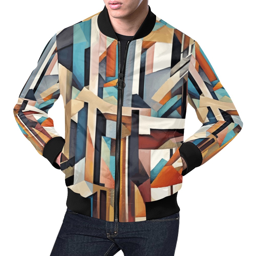 Vintage geometric abstract art. Chic composition All Over Print Bomber Jacket for Men (Model H19)