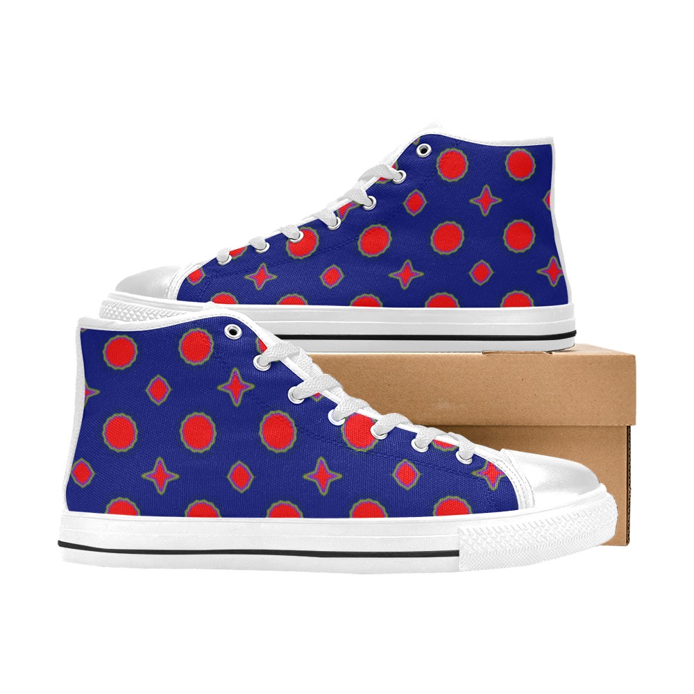 BCC red white High Top Canvas Shoes for Kid (Model 017)