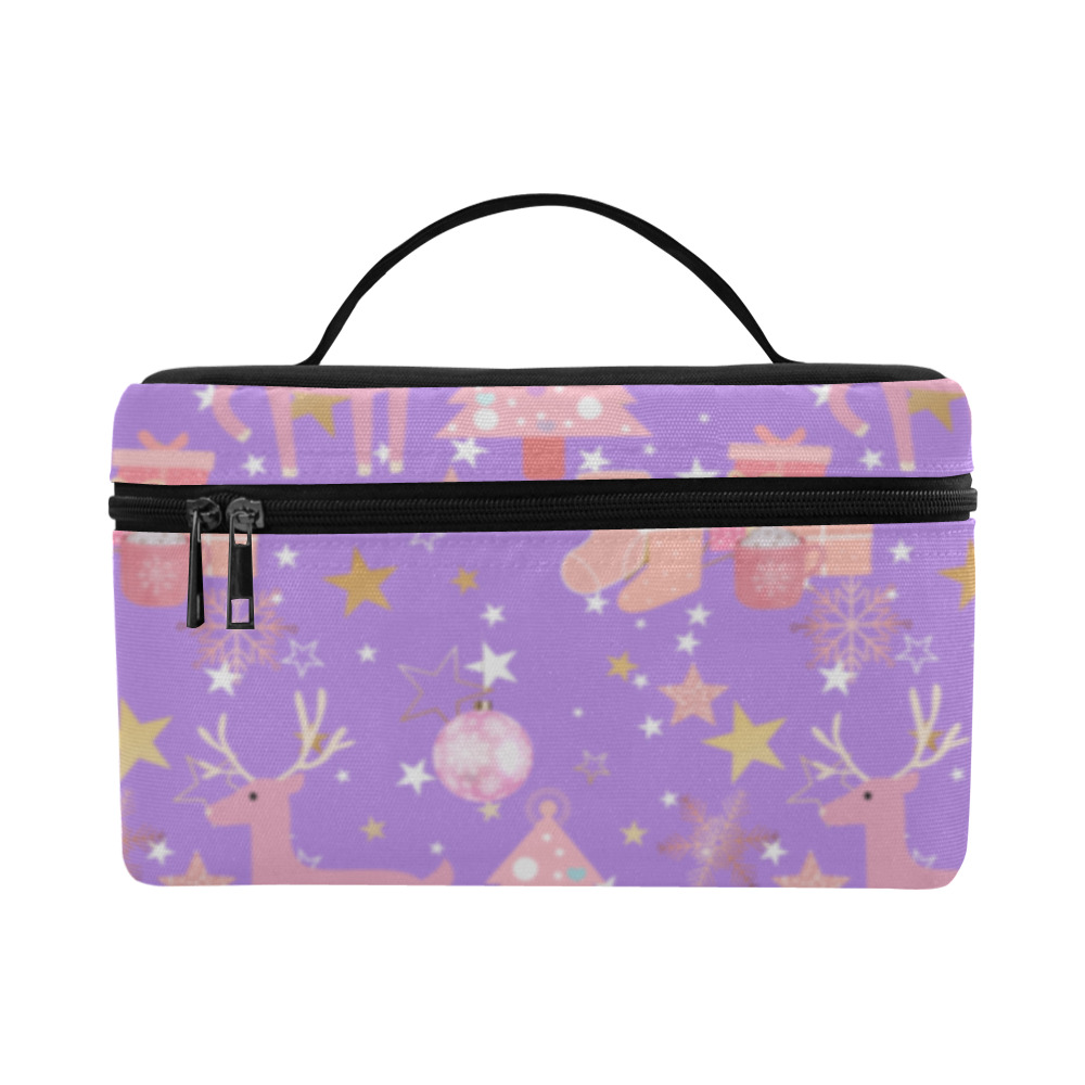 Pink and Purple and Gold Christmas Design Cosmetic Bag/Large (Model 1658)