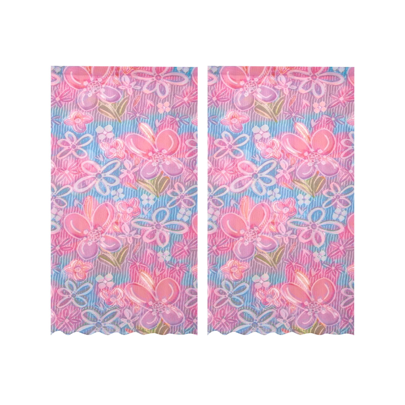 Pretty special floral pattern Gauze Curtain 28"x63" (Two-Piece)