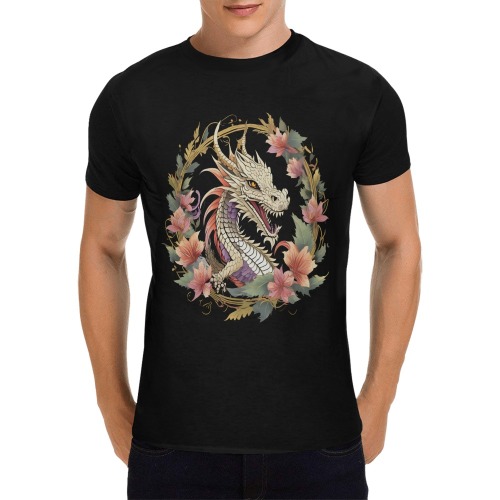 dragon on a black background 2 Men's T-Shirt in USA Size (Front Printing Only)