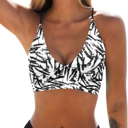 Brush Stroke Black and White Crop Bikini Top (Model S40)