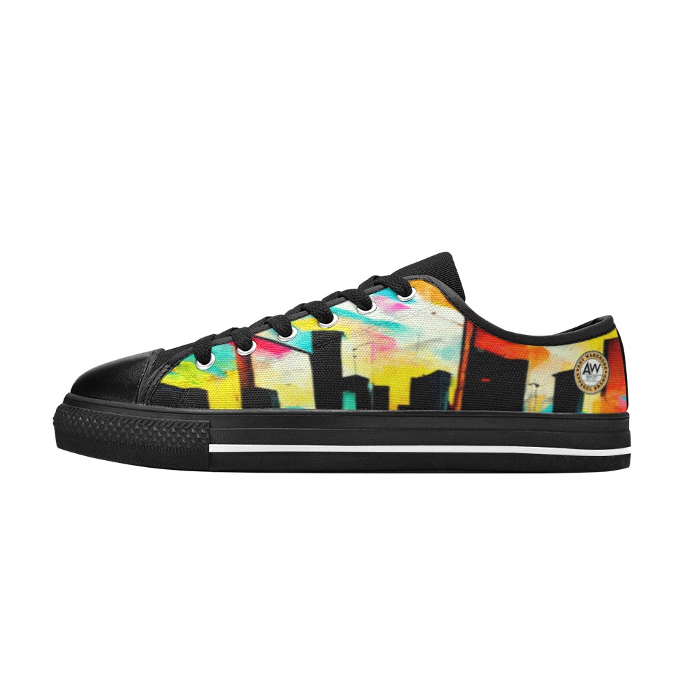 colourful graffiti street Men's Classic Canvas Shoes (Model 018)