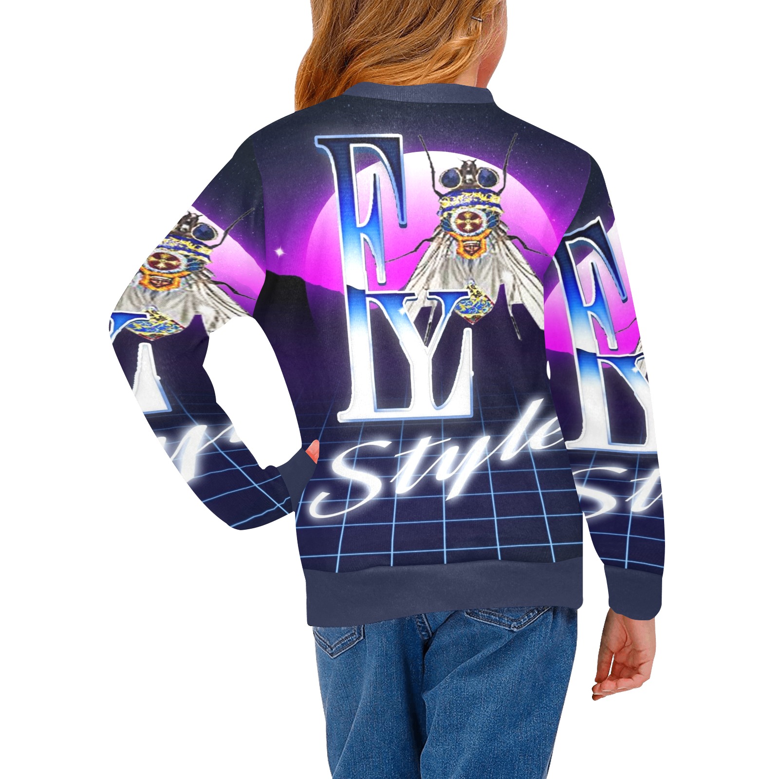 Winter Fly Girls' All Over Print Crew Neck Sweater (Model H49)