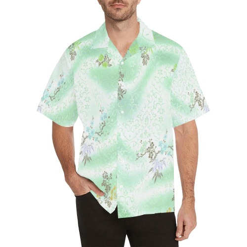 Powder Blue Silk Shirt Hawaiian Shirt (Model T58)
