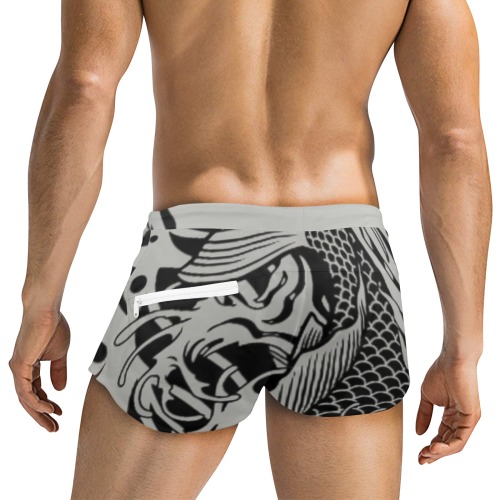 Grey Fish Scales Men's Swim Trunks with Zipper Pocket (Model L71)