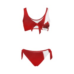 Canada Flag Two Piece Swimsuit Bow Tie Front Bikini Swimsuit (Model S38)