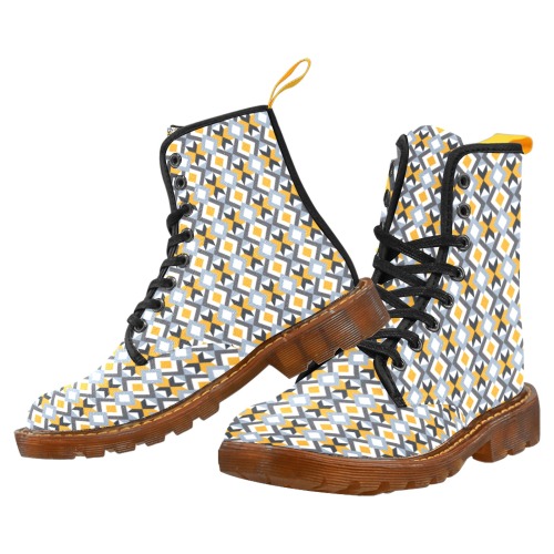 Retro Angles Abstract Geometric Pattern Martin Boots For Men Model 1203H